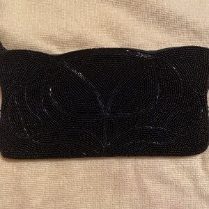 Black Beaded Clutch